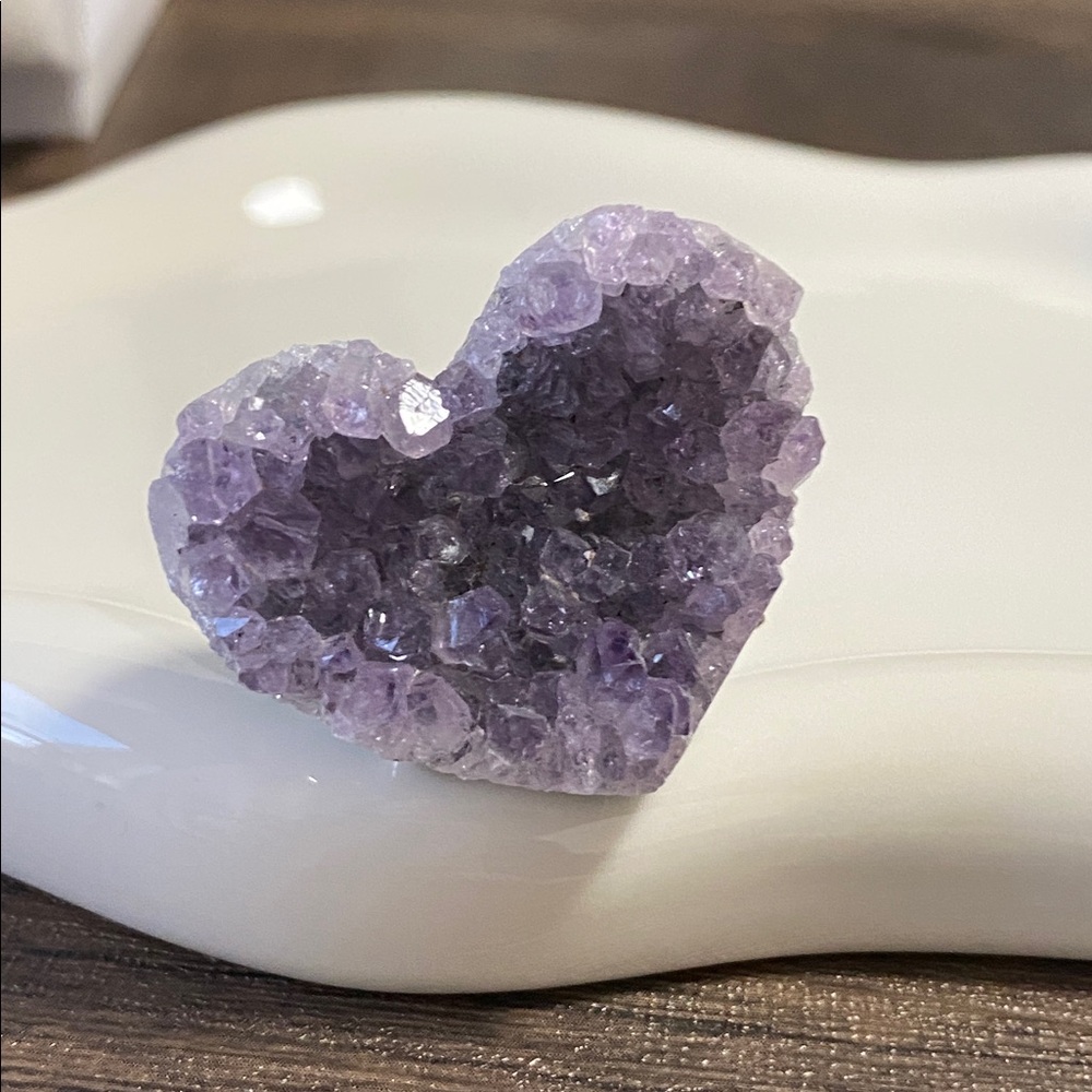 Amethyst Heart Ring • Raw Crystal Cluster • Natural Purple Druzy Statement Jewel